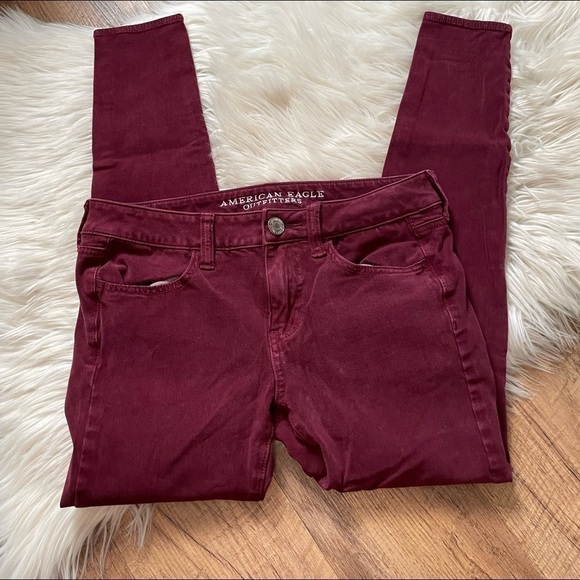 AMERICAN EAGLE Burgundy Jeggings - Picture 2 of 5